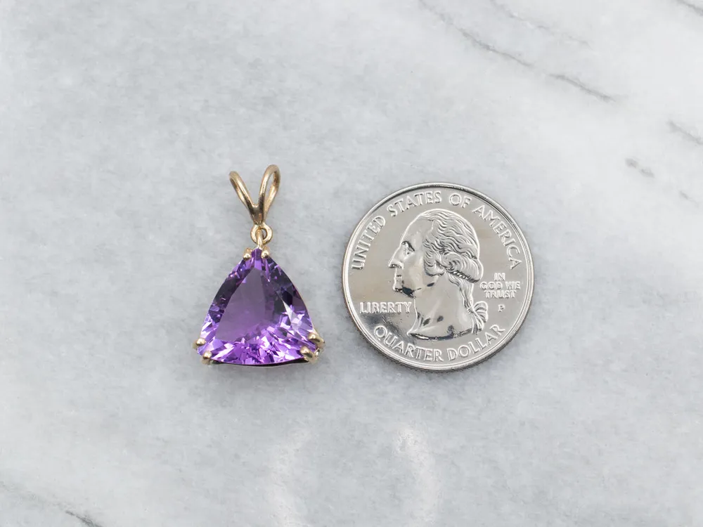 Certificeerde Trillion Cut Amethyst Solitaire Pendant
