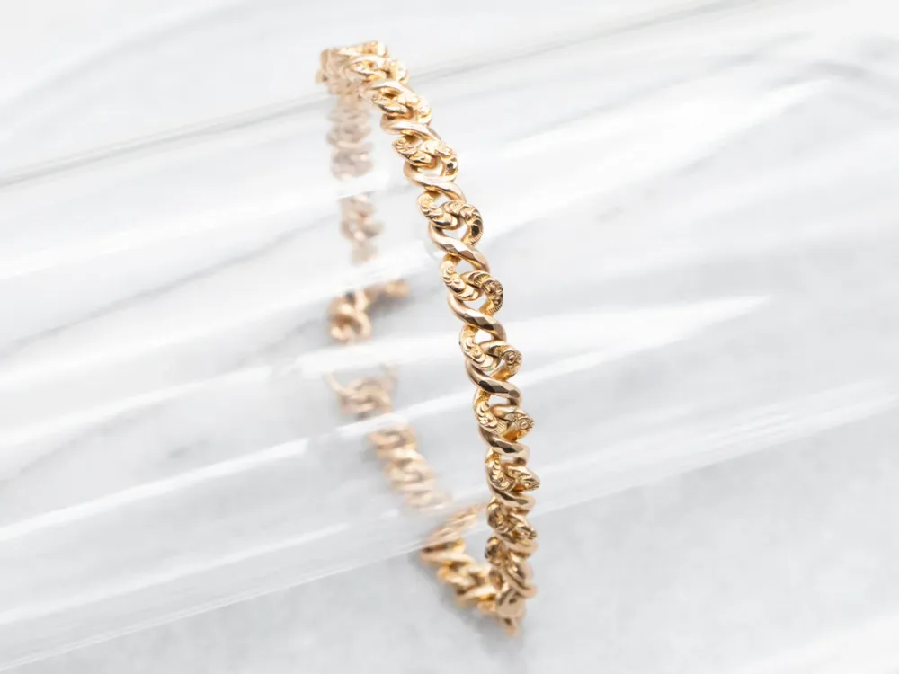 Chased Victorian Curb Link Bracelet | 500 m² Bereik |