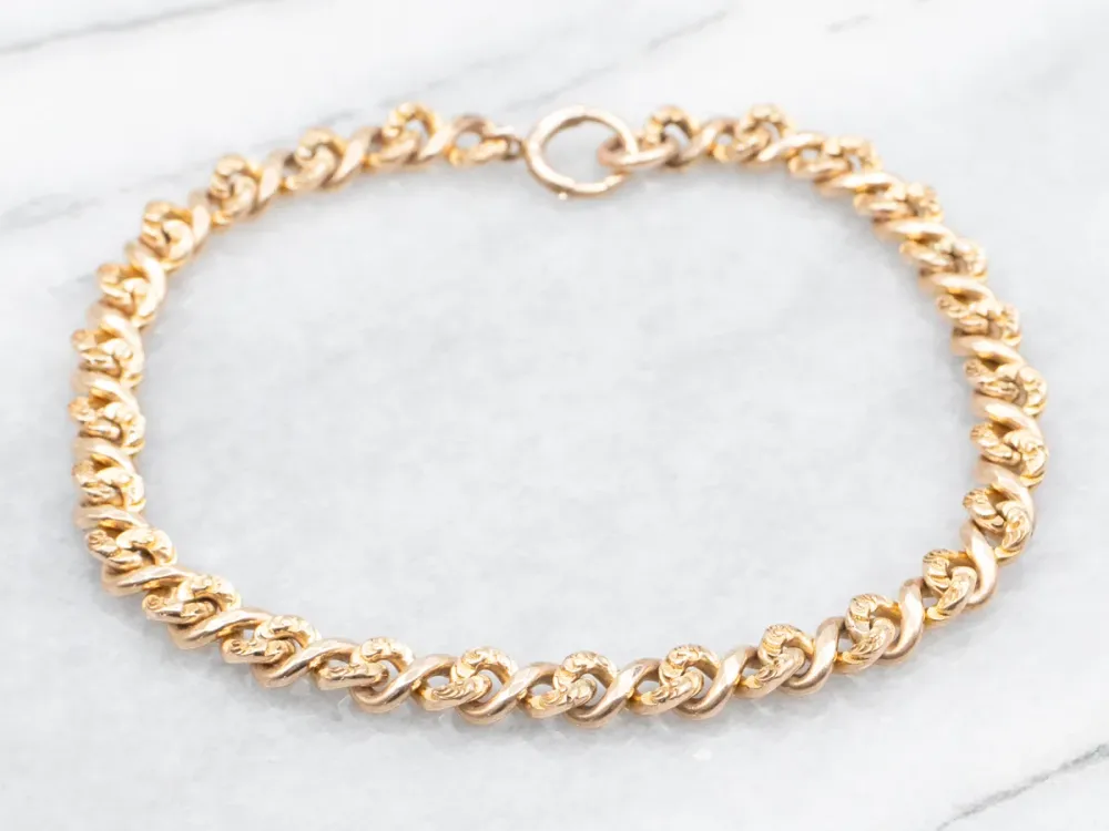 Chased Victorian Curb Link Bracelet | 500 m² Bereik |
