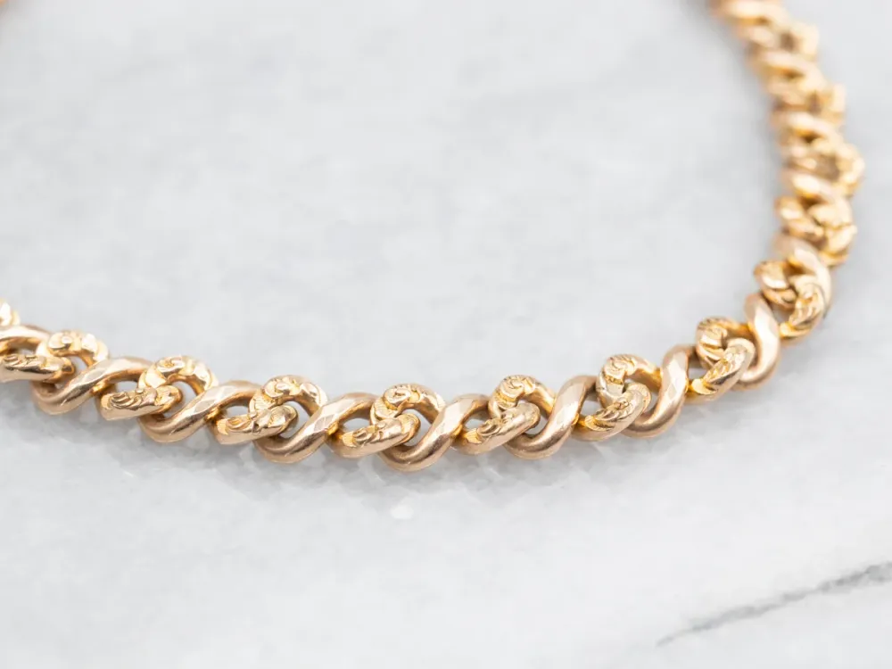 Chased Victorian Curb Link Bracelet | 500 m² Bereik |