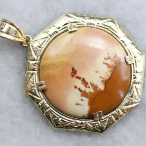 Etched Gold Jasper Pendant
