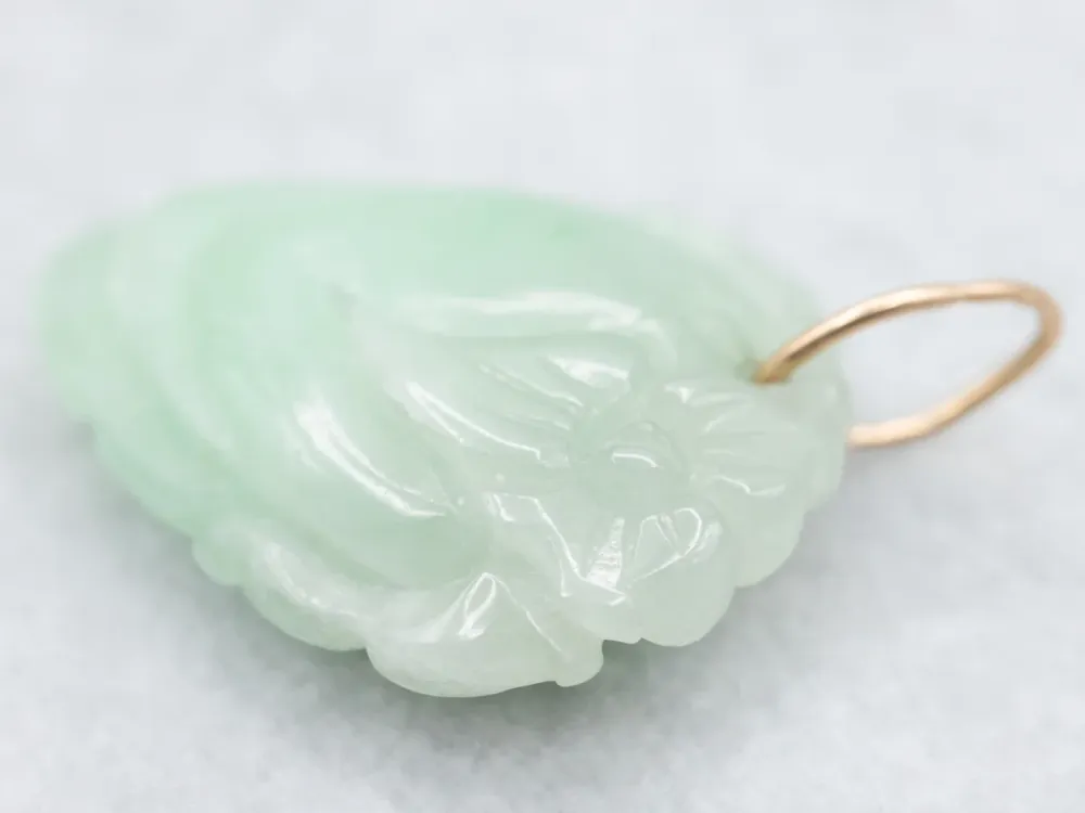 Floral Carved Jadeite Pendant