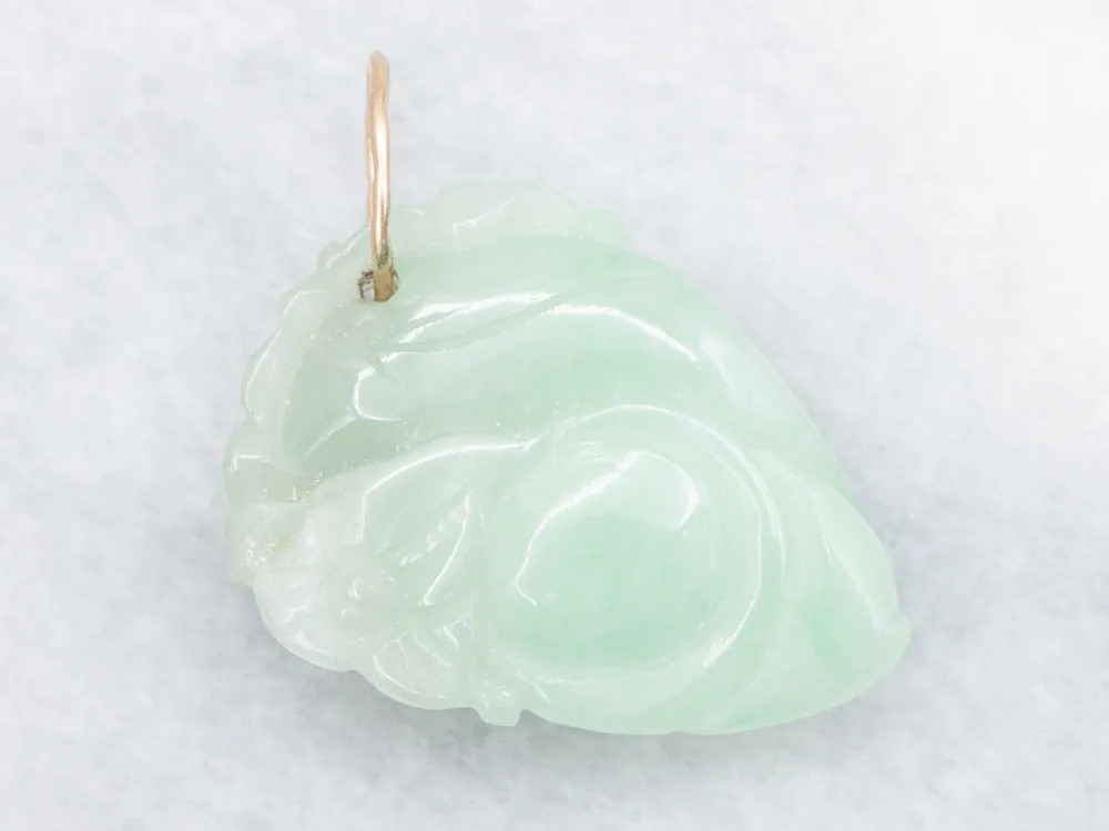 Floral Carved Jadeite Pendant