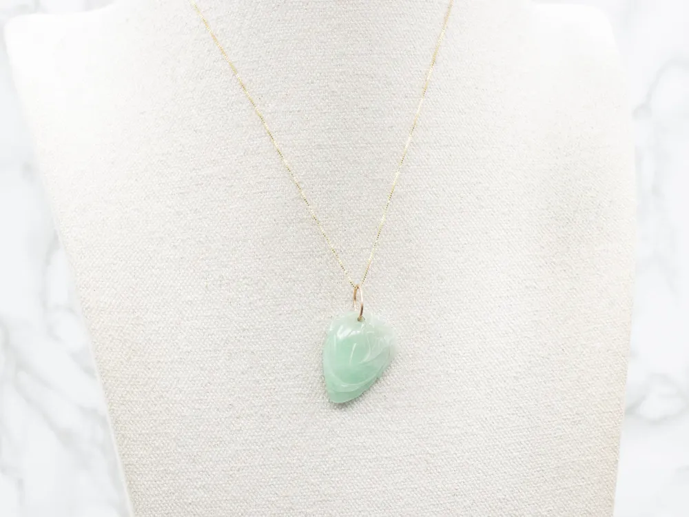 Floral Carved Jadeite Pendant