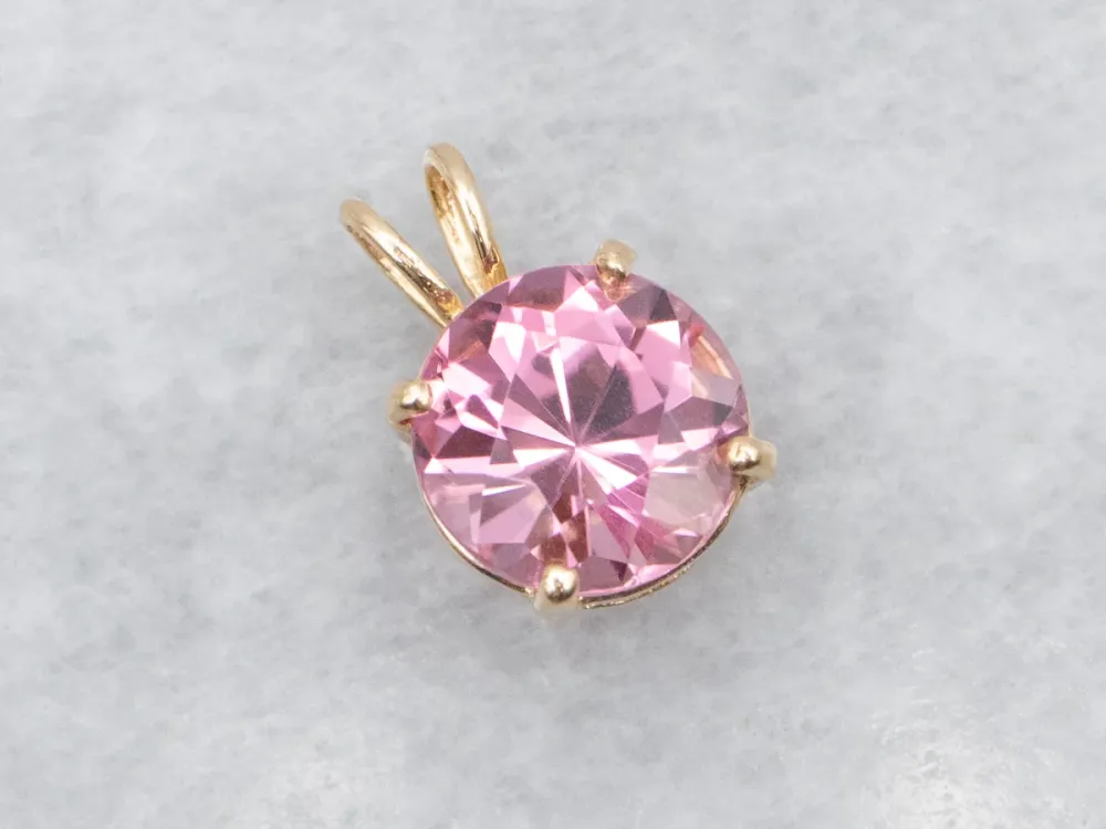 Fuchsia Tourmaline Solitaire Pendant