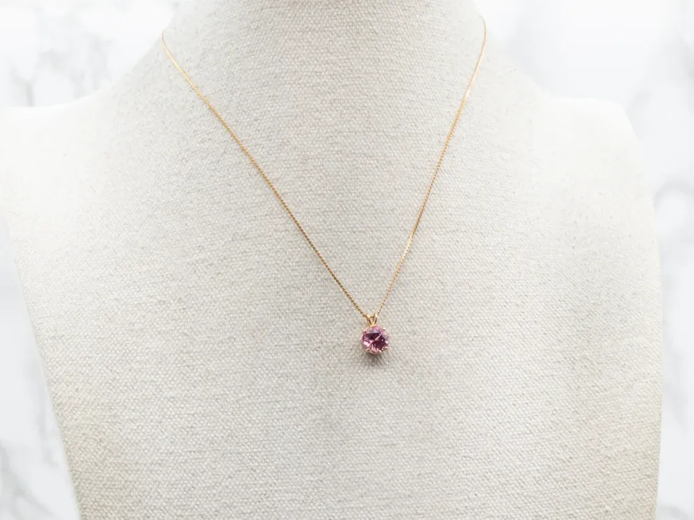Fuchsia Tourmaline Solitaire Pendant