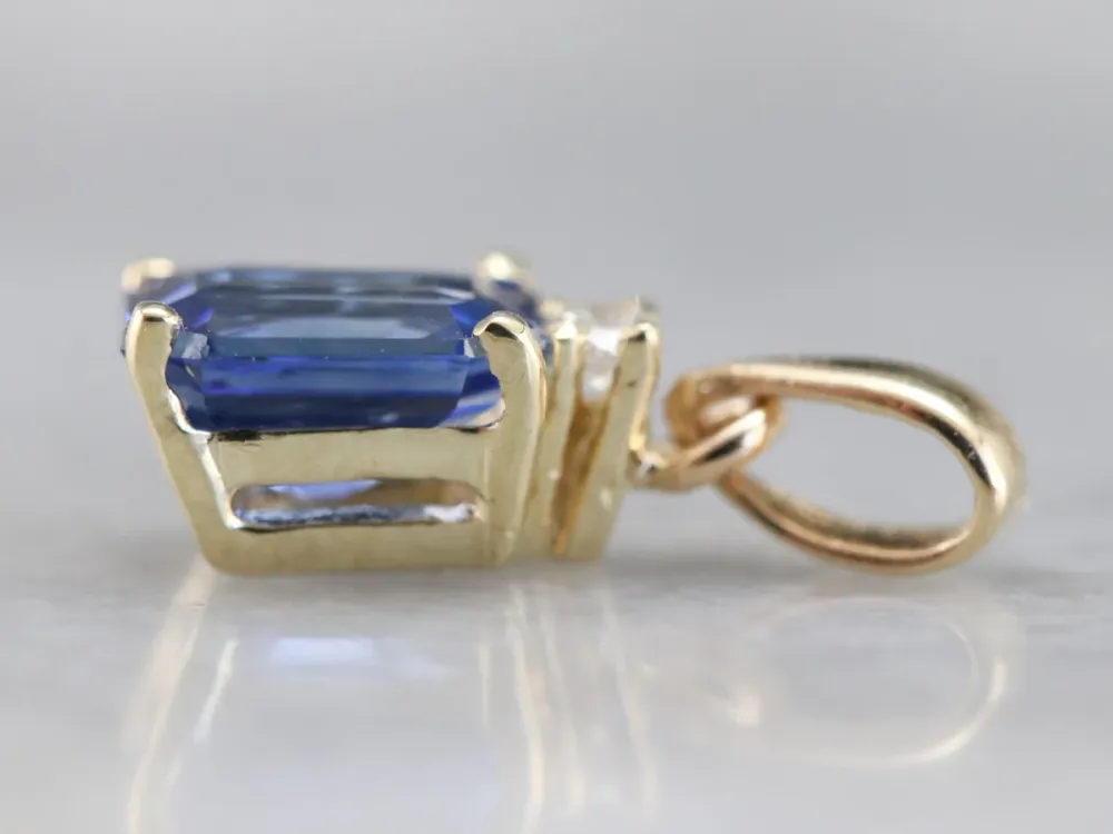Gold Sapphire and Diamond Pendant