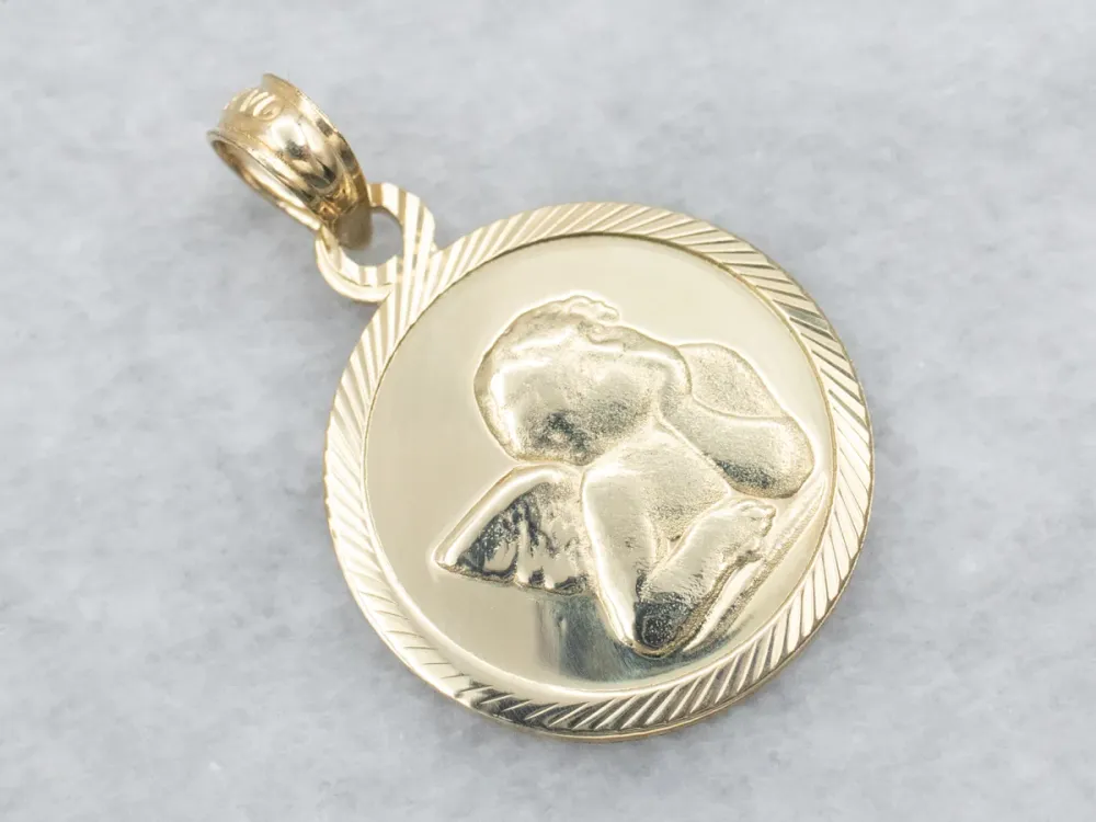 Gold Winged Cherub Pendant