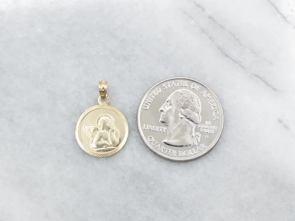 Gold Winged Cherub Pendant