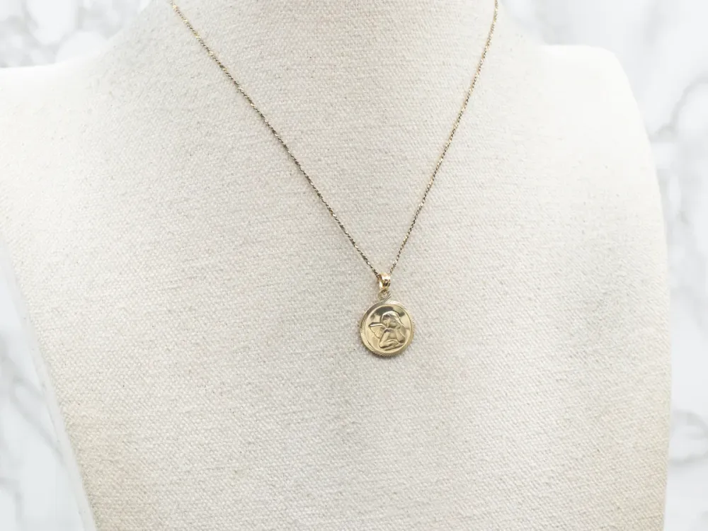 Gold Winged Cherub Pendant