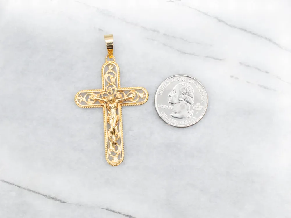 Goud Filigree Crucifix Pendant