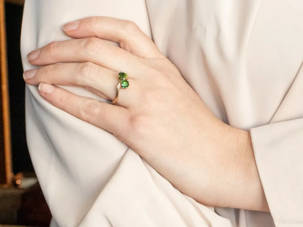 Green Tourmaline Bypass Ring