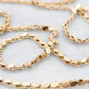 Long Yellow Gouden Flat Curb Chain