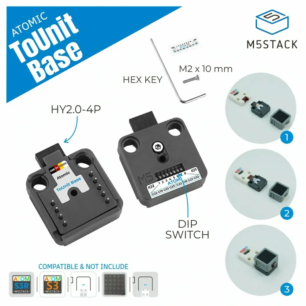 M5Stack Atomic ToUnit Base Reukloos en Milieuvriendelijk