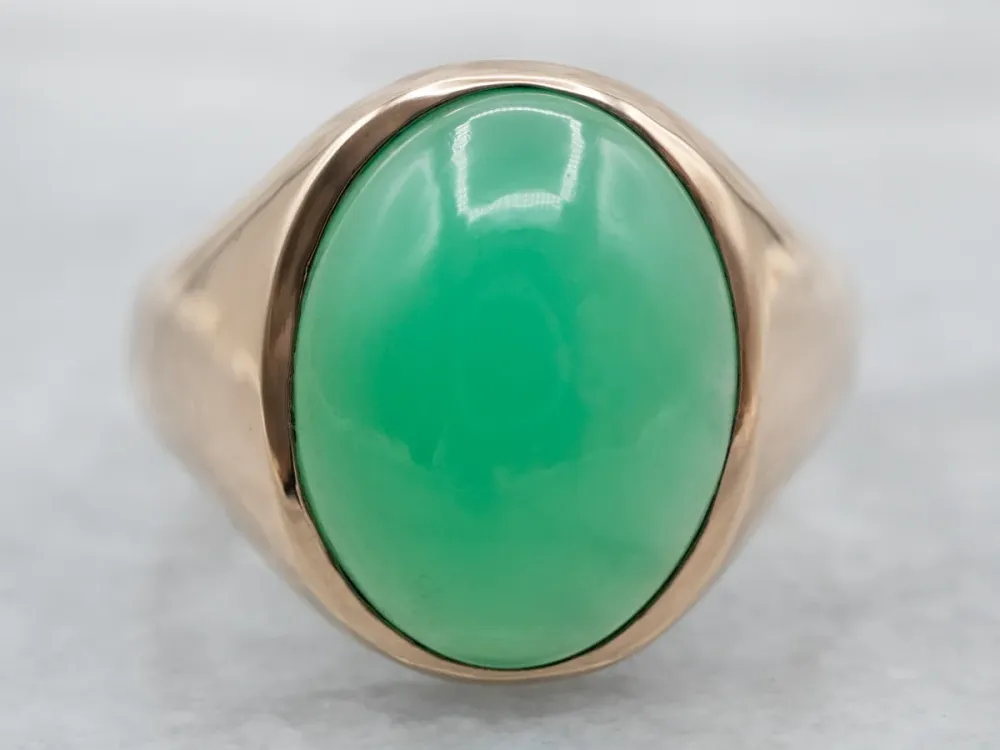 Mid Century Chrysoprase Ring met Batterijen