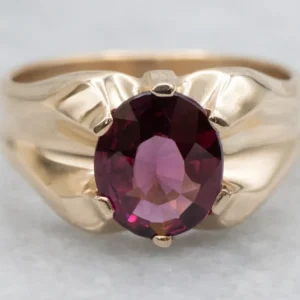 Mid-Century Garnet Solitaire Ring