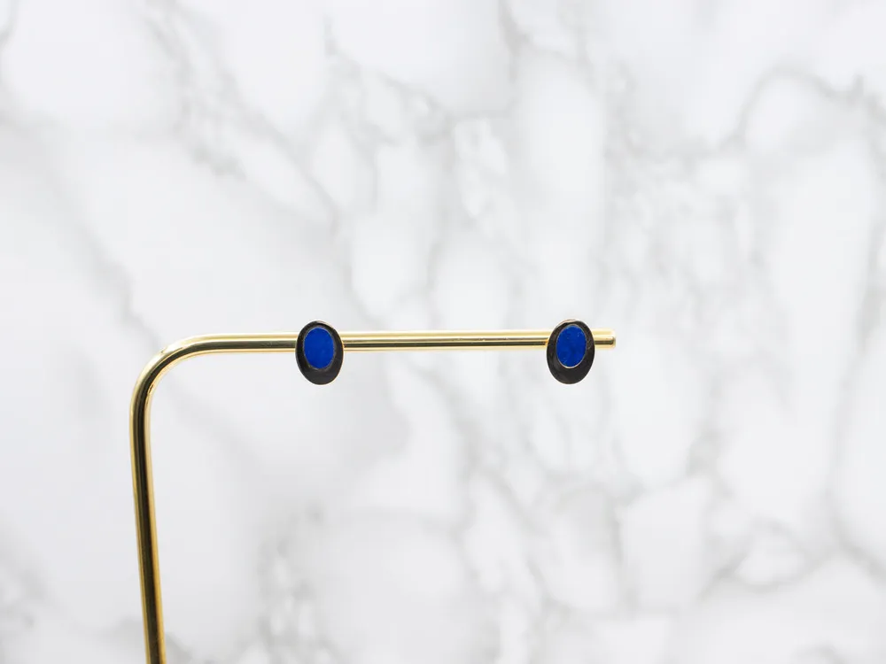Mod Lapis and Goud Stud Earrings - Dier- en Milieuvriendelijk