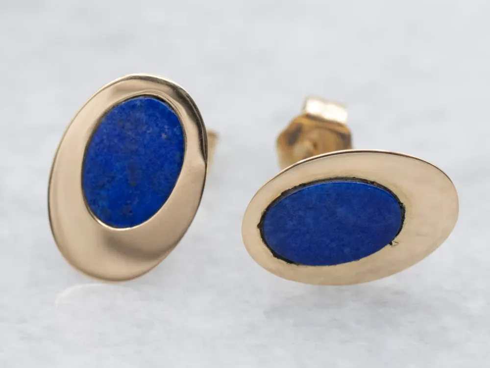 Mod Lapis and Goud Stud Earrings - Dier- en Milieuvriendelijk