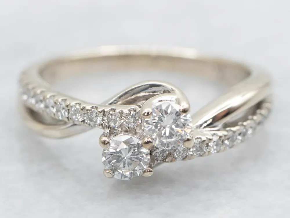 Modern Diamond Toi et Moi Bypass Ring