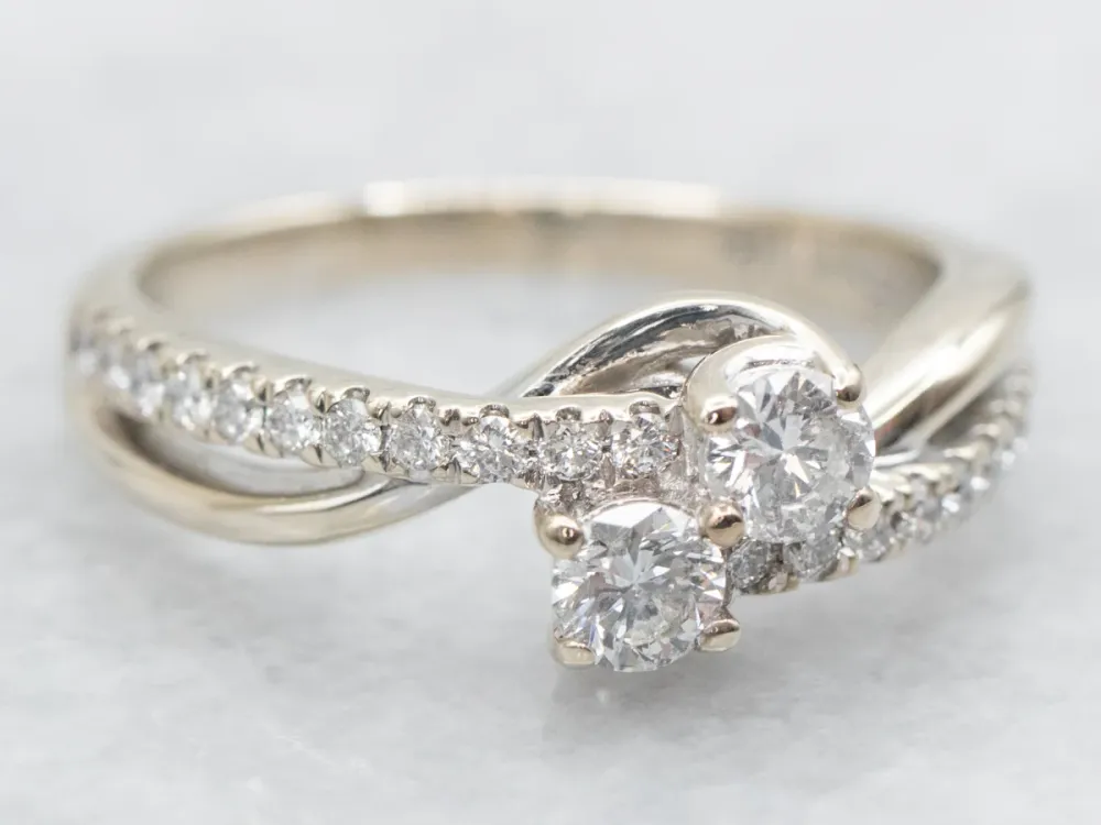 Modern Diamond Toi et Moi Bypass Ring
