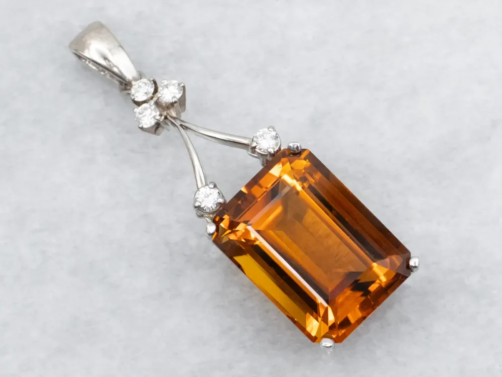 Muggen Citrine and Diamond Pendant