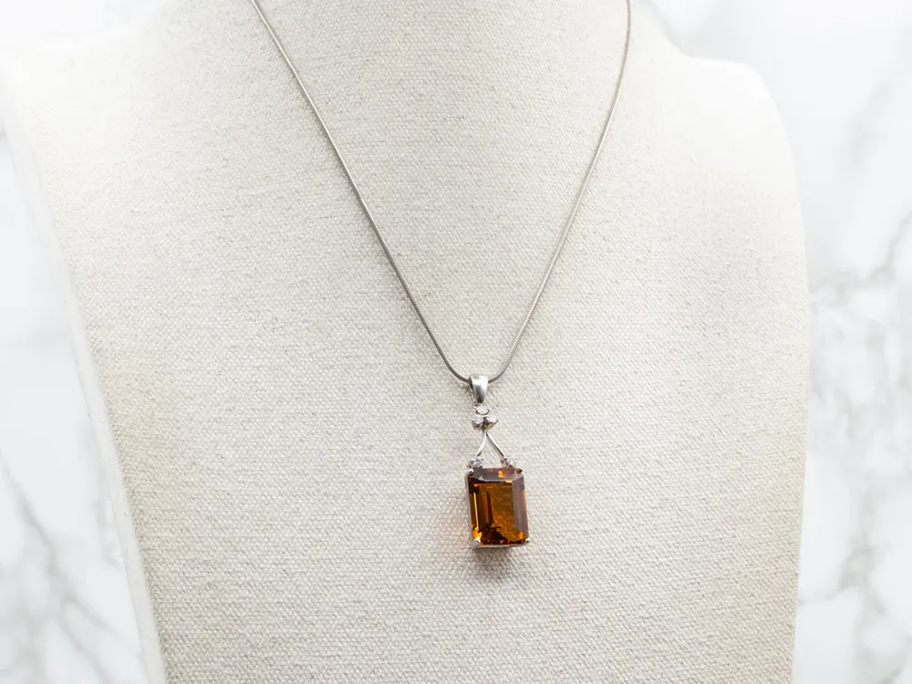Muggen Citrine and Diamond Pendant