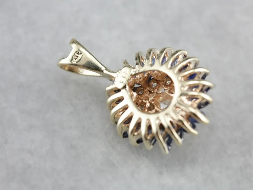 Muggen Diamond and Marquise Sapphire Pendant