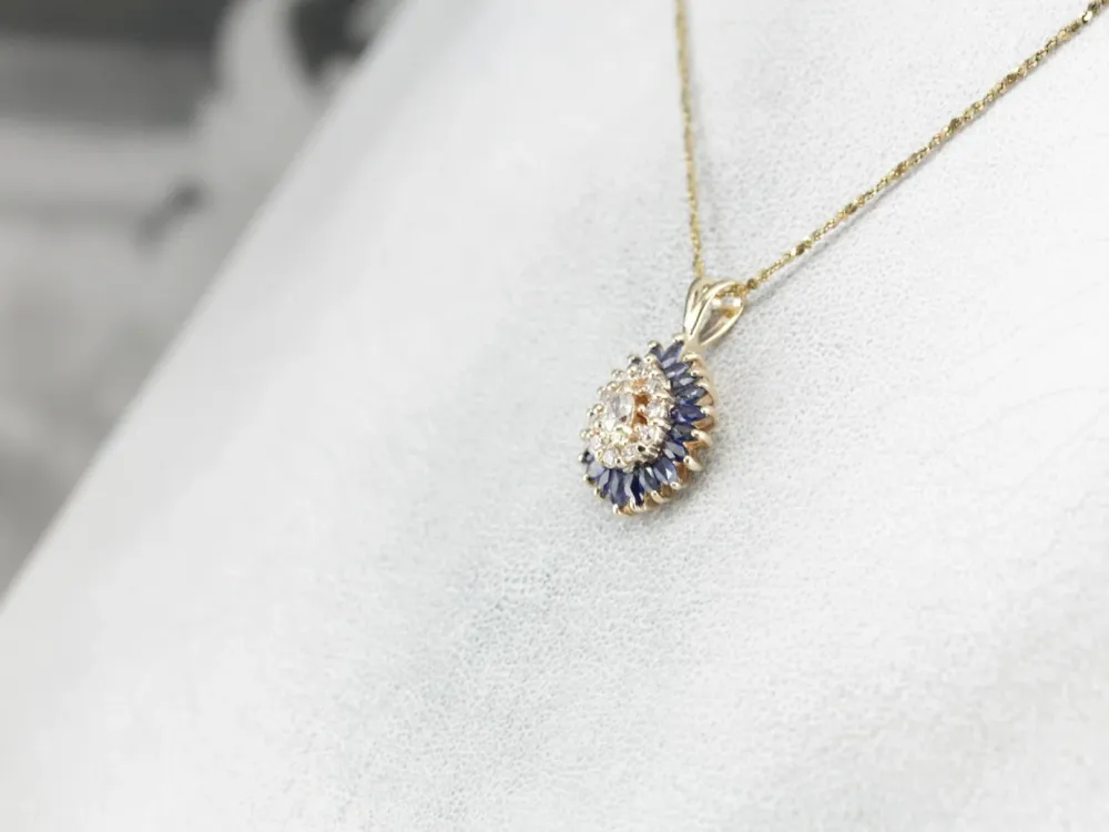 Muggen Diamond and Marquise Sapphire Pendant