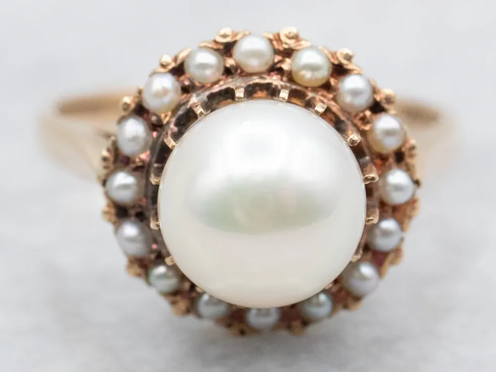 Muggen Pearl Ring Seed Pearl Halo