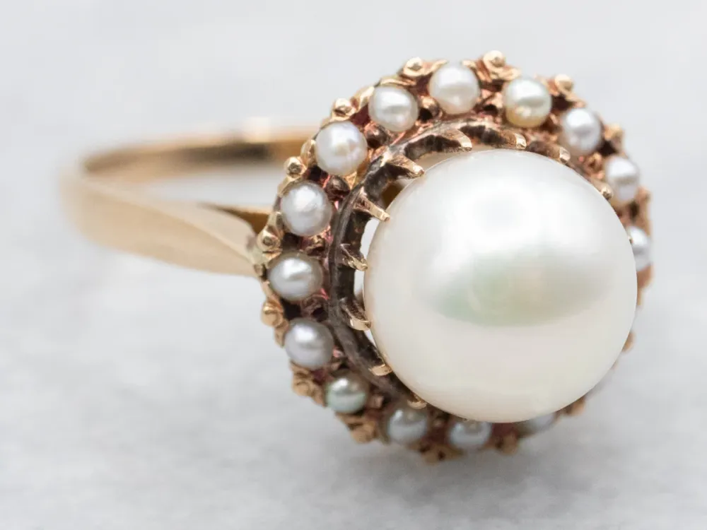 Muggen Pearl Ring Seed Pearl Halo