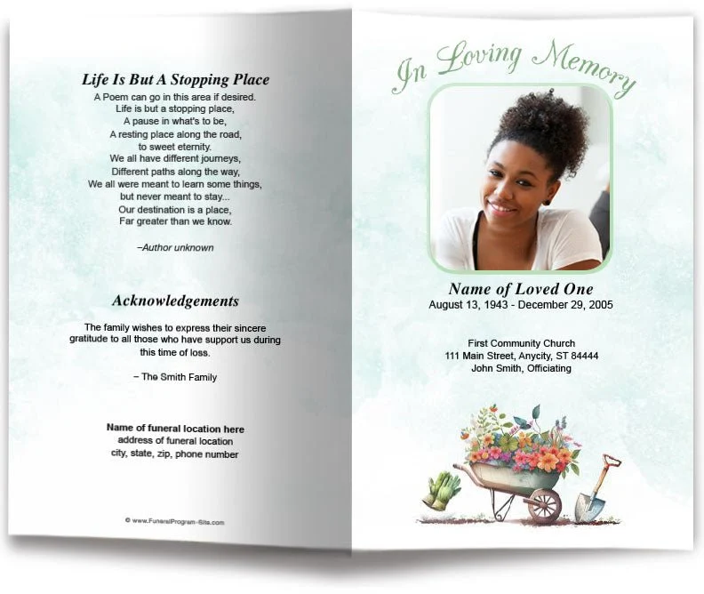 Planting Funeral Program Template met UV-Bescherming