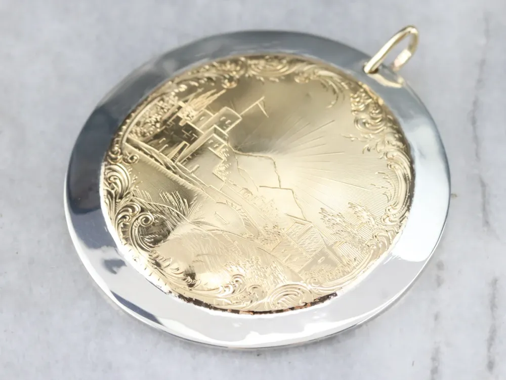 Professionele Etched Mixed Metaal Landscape Pendant