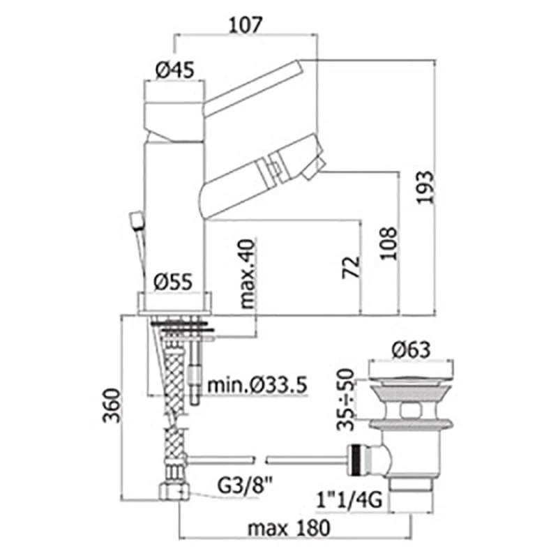 Professionele Paffoni Birillo bidet mixer drain