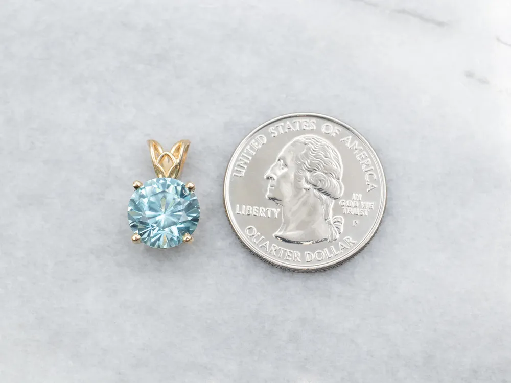 Round Cut Blauw Zircon Solitaire Pendant | 500 m² Bereik |