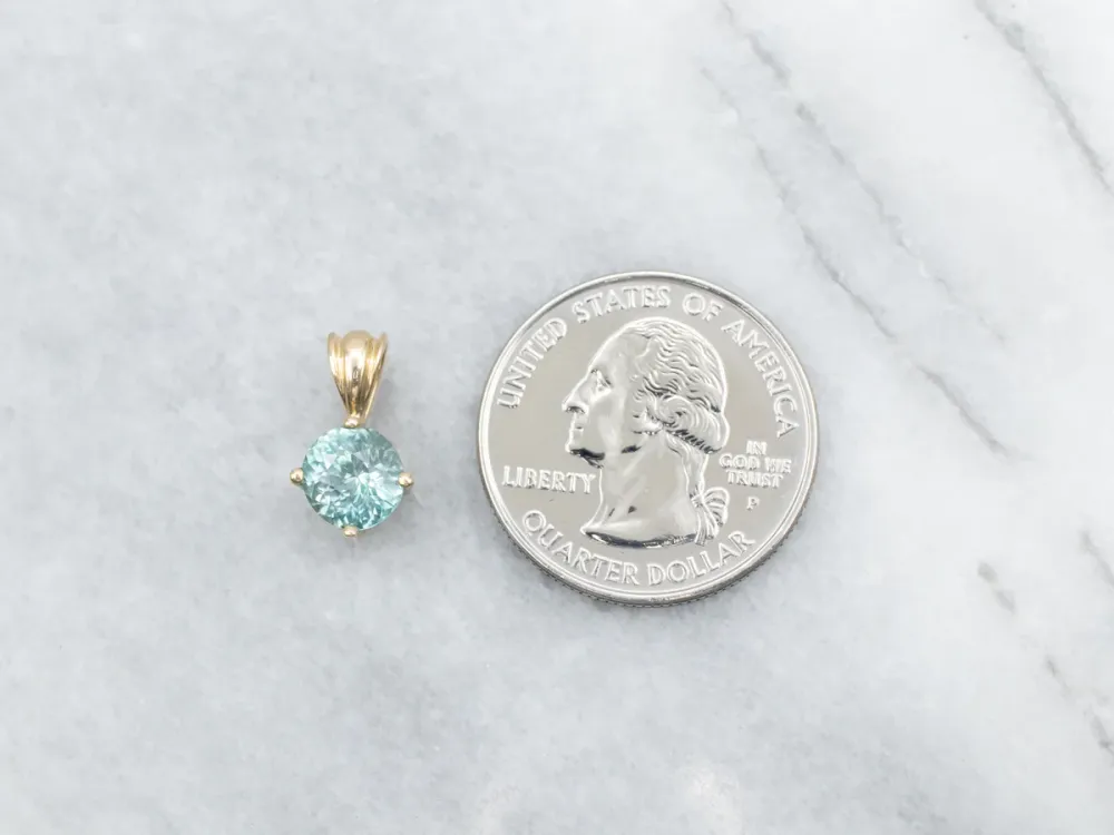 Round-Cut Blauw Zircon Solitaire Pendant