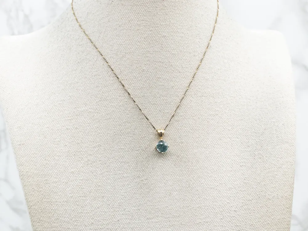 Round-Cut Blauw Zircon Solitaire Pendant