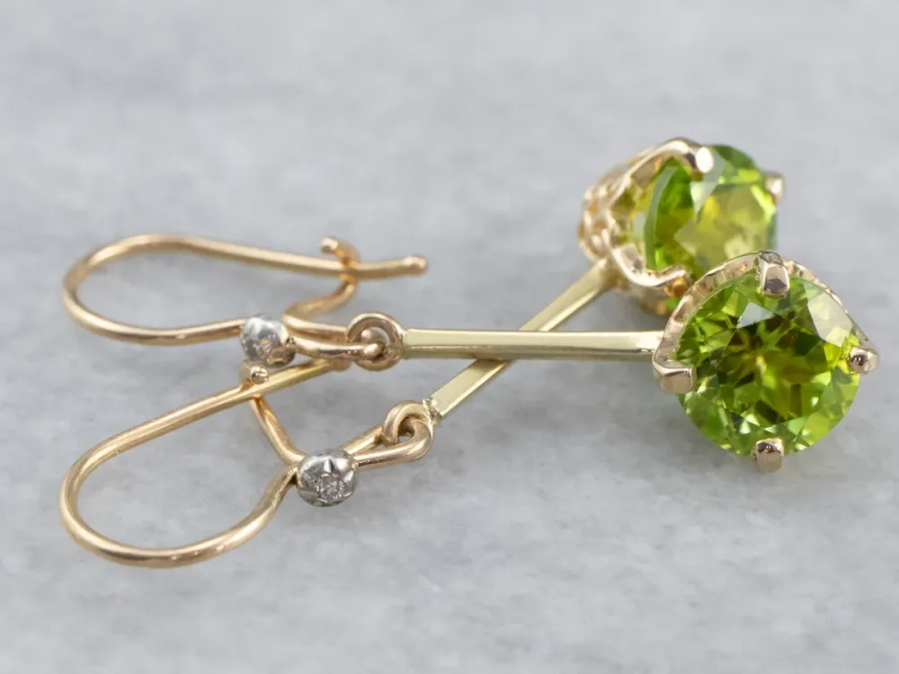 Slakken Peridot and Diamond Drop Earrings