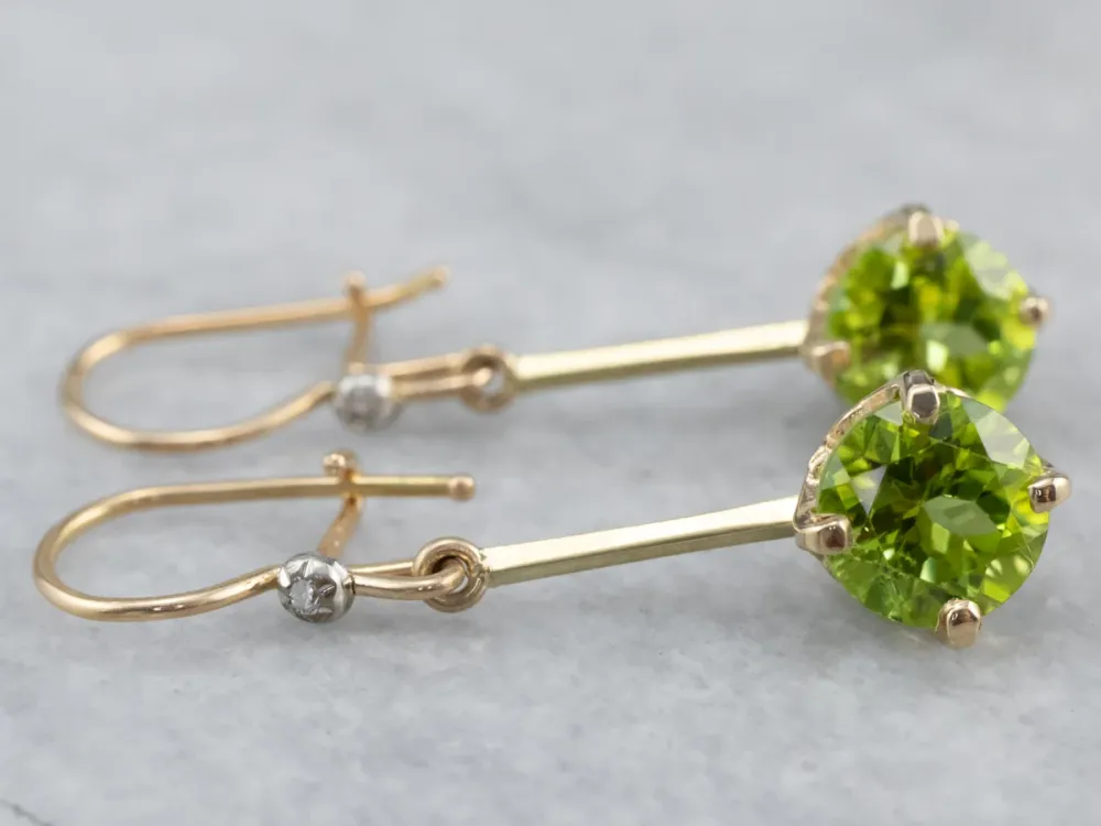 Slakken Peridot and Diamond Drop Earrings