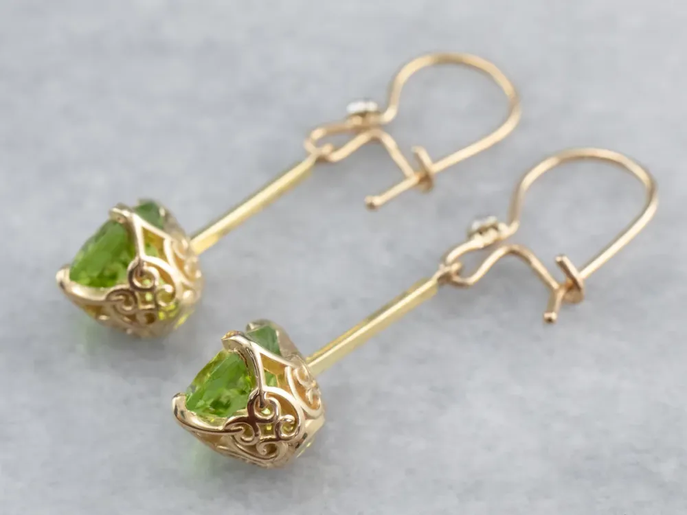 Slakken Peridot and Diamond Drop Earrings