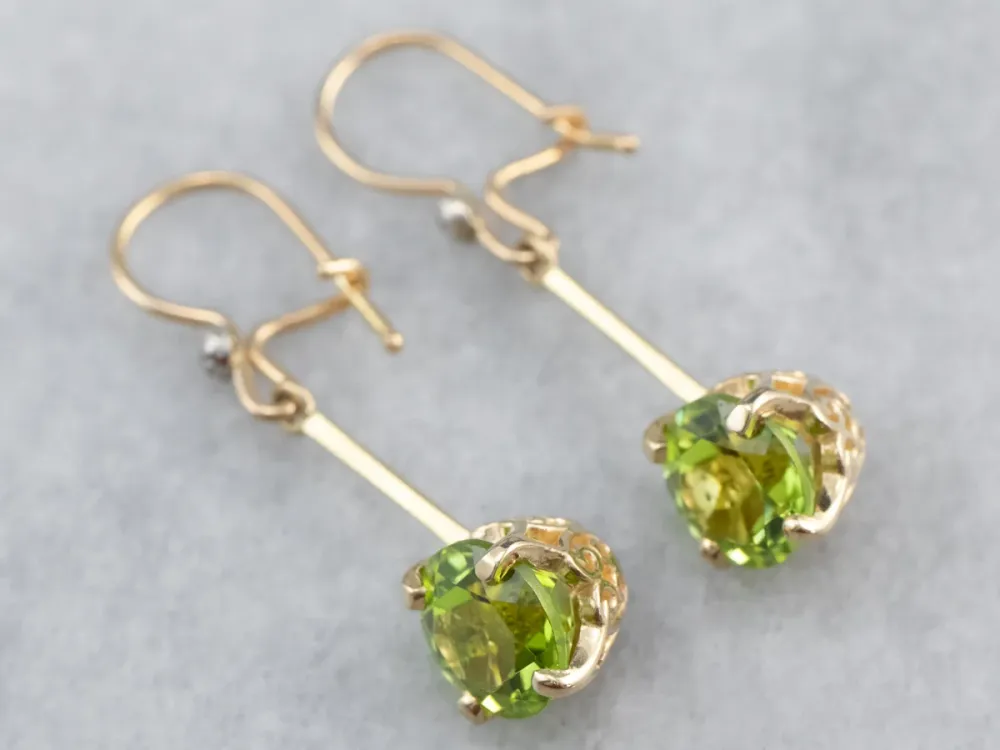 Slakken Peridot and Diamond Drop Earrings