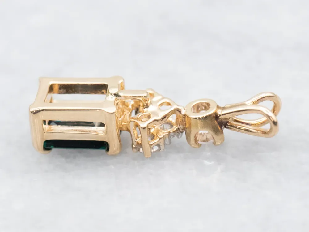 Sleek Sapphire and Diamond Pendant