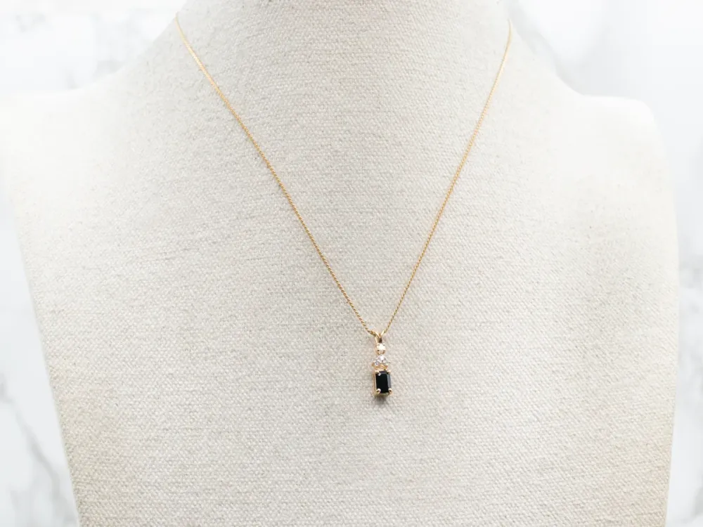Sleek Sapphire and Diamond Pendant