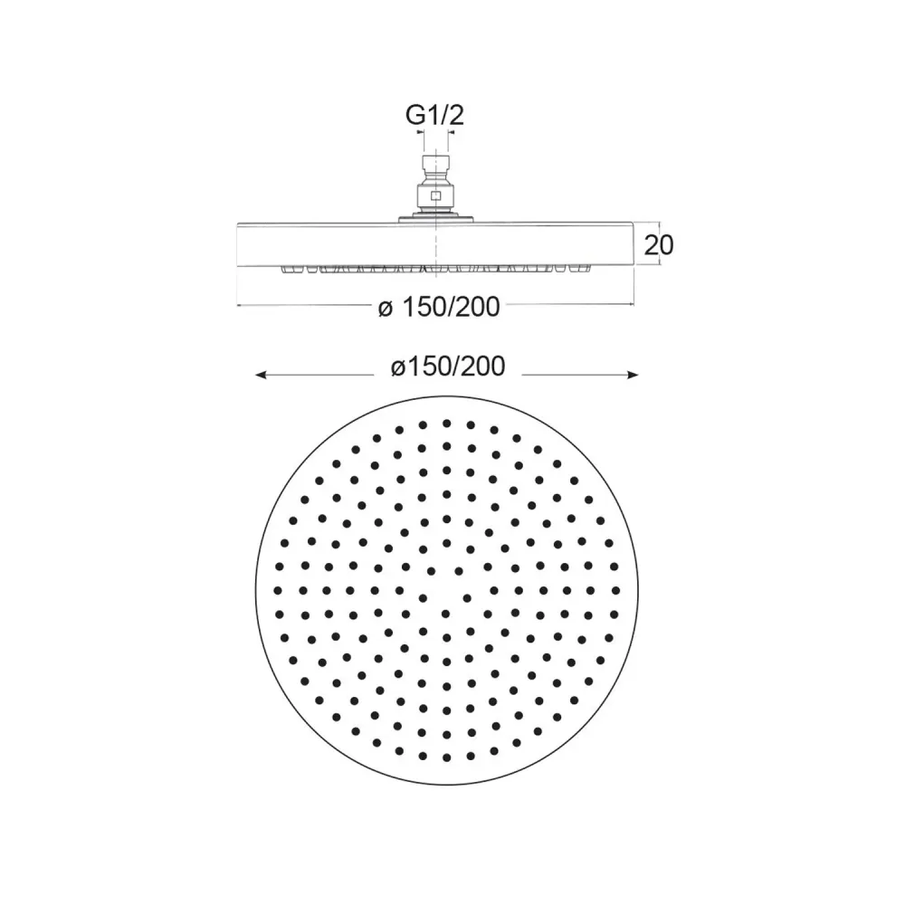 Soffione London Ac 150mm single-jet and inspectable