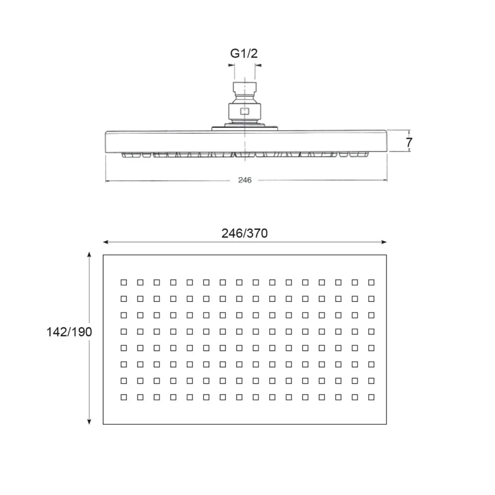 Soffione Scotland 37x19cm single-jet and inspectable