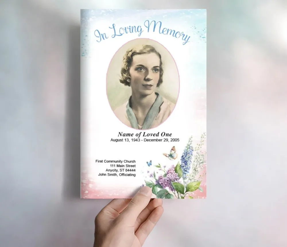 Splash Funeral Program Template met UV-Bescherming