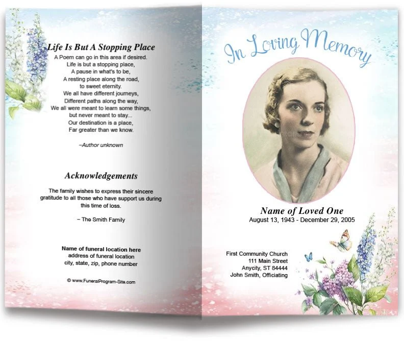 Splash Funeral Program Template met UV-Bescherming