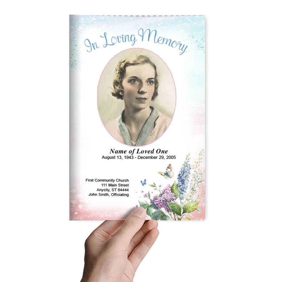 Splash Funeral Program Template met UV-Bescherming