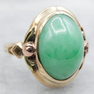 Two Tone Jadeite Solitaire Ring veilig voor Huisdieren