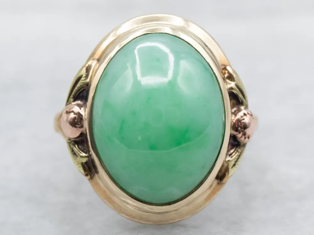 Two Tone Jadeite Solitaire Ring veilig voor Huisdieren