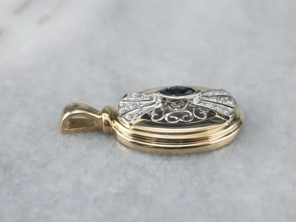 Weerbestendige Marquise Sapphire and Diamond Pendant
